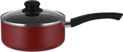 Mr.Cook Teflon Casserole, 18 cm, Black Handle, Glass Lid - Red product image 2