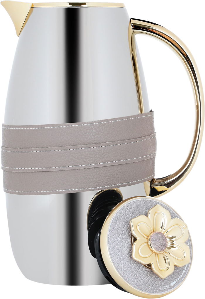 Al Saif Gallery Asmaa Steal Thermos Set, 0.7/1 Liter, 2 Pieces - Silver and Gold product image 5