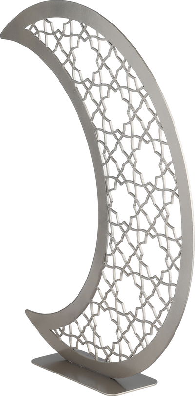 إستاند زينة بنقش إسلامي استيل، 27x6x35 سم، شكل هلال - بيج product image 3