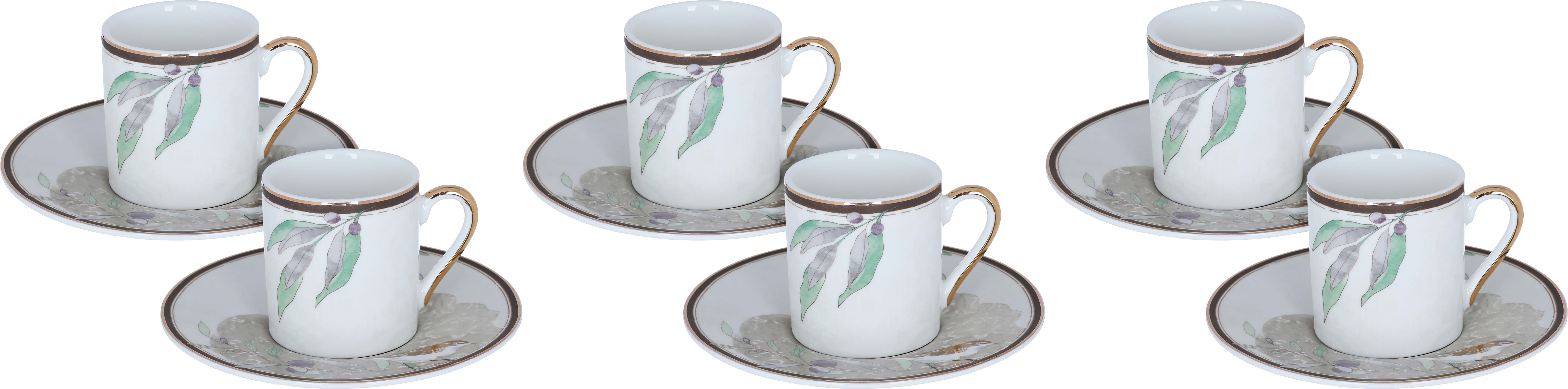 Al Saif Gallery porcelain Turkish coffee cups serving set, with saucers, 6 pieces - white product image