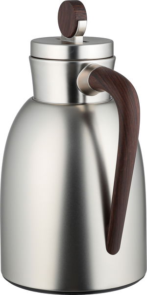 ترمس غزل السيف غاليري، 1 لتر، حافظة داخلية زجاج، ضغاط، يد خشبي - فضي مطفي product image 2