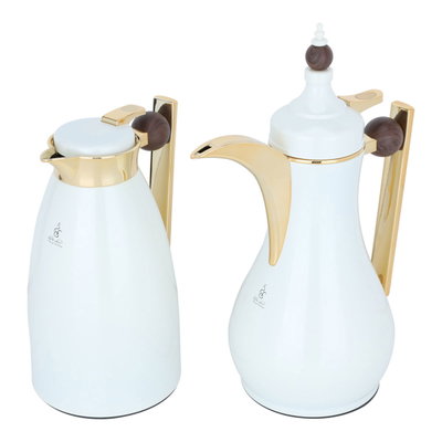 Al Saif Gallery Alaa thermos set, 1/1 liter, two pieces, thermal glass inner container, steel outer shell - `white product image 3