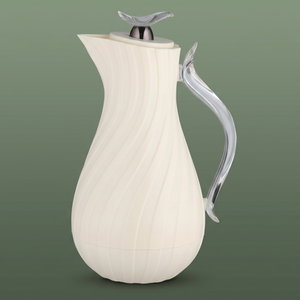 ترمس ليال جلوري، 1 لتر، خامة داخلية زجاج، يد شفاف، غطاء ضغاط - كريمي product image