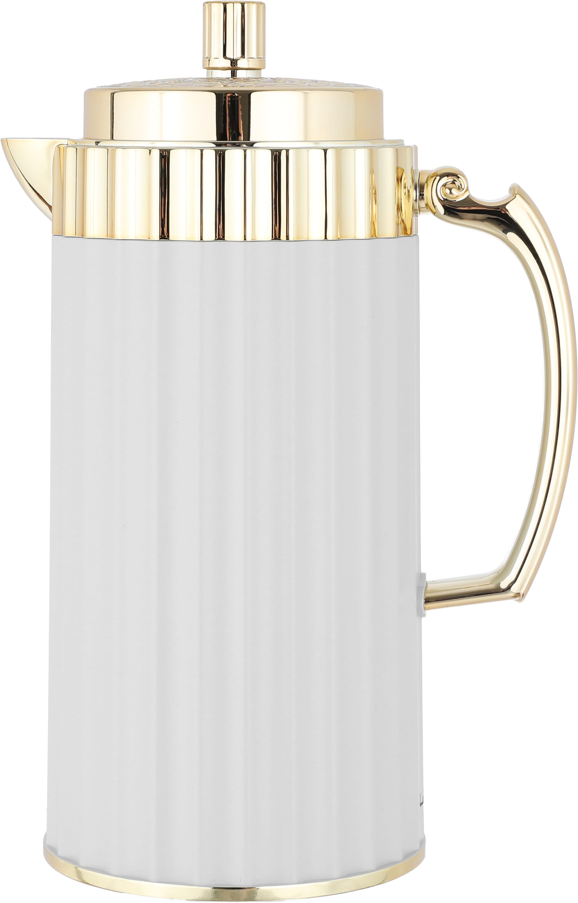 Al Saif Gallery EVA thermos set, 1-0.7 liters, golden handle, 2 pieces, thermal glass inner shell, plastic outer shell - light gray product image 4