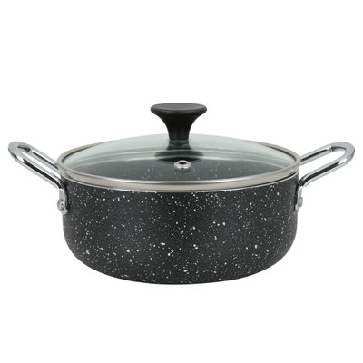 Al Saif Gallery Granite Pot with Lid, 14 cm - Black White product image 2