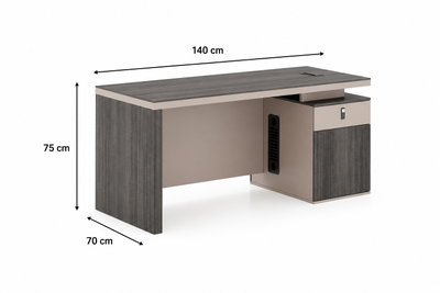 مكتب إداري خشب MDF، 140x70x75 سم - رمادي غامق بيج product image 3