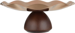 ستاتد تقديم ستانلس ستيل خشب السيف غاليري، قاعدة خشبي، 20x20x7.5 سم - نحاسي product image 2