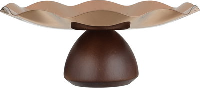 ستاتد تقديم ستانلس ستيل خشب السيف غاليري، قاعدة خشبي، 20x20x7.5 سم - نحاسي product image 2