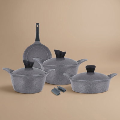 طقم قدور جرانيت تورنادو، 7 قطع - رمادي product image 1