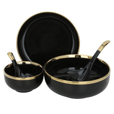 طقم سفرة بورسلان السيف غاليري، 51 قطعة، دائري - أسود product image 3