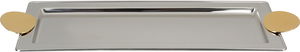 Al Saif Gallery stainless steel serving tray, 47x18.5x2 cm, rectangular, gold handle - gold/silver product image