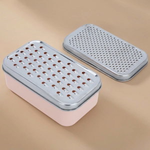 Alsaif Gallery Grater with Steel Box, Rectangle, 3 Pieces - Pink product image