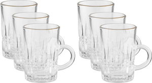 Max Glass Glass Tea Bialat Set, Gold Line 6 Pieces, 120ml - Clear product image