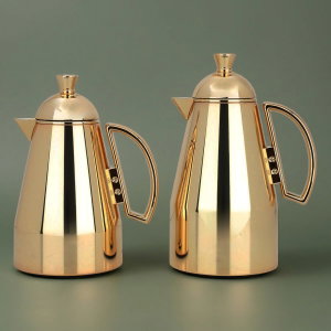 Al Saif Gallery Ruwayda thermos set, 1 liter, thermal glass inner container, steel outer shell - gold product image