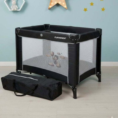 سرير اطفال فان مومنت، 100×70 سم، قابل الطي - اسود product image 1
