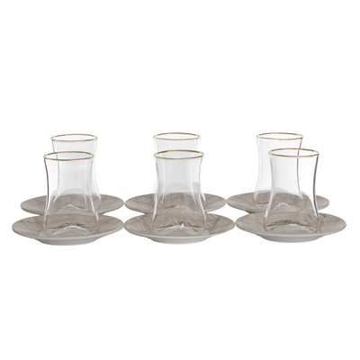 Al Saif Gallery glass jars and plates set, 12 pieces, 170 ml - beige product image 2