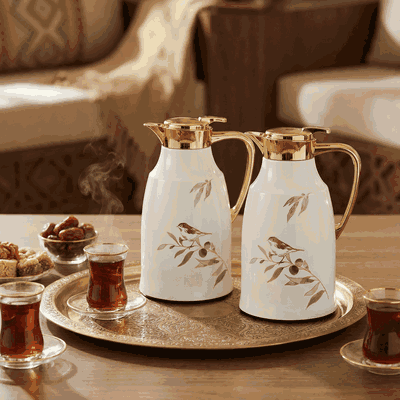 طقم ترامس تغريد السيف غاليري، 0.75 /1لتر، قطعتين، حافظة داخلية زجاج حراري، هيكل خارجي استيل - لؤلؤي product image 2