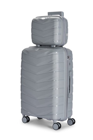 طقم شنط سفر بولي بروبيلين ليمرا، 4 مقاسات، 4 عجلات، بزاوية 360 درجة، OT-8011 - فضي product image 2