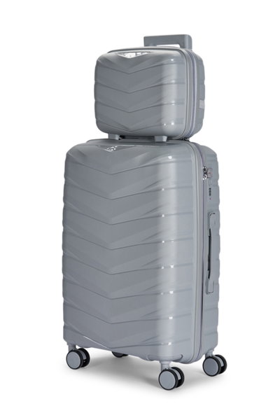 طقم شنط سفر بولي بروبيلين ليمرا، 4 مقاسات، 4 عجلات، بزاوية 360 درجة، OT-8011 - فضي product image 2