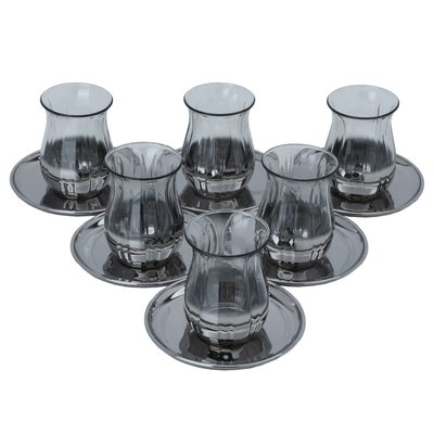 طقم بيالات شاي و فناجين قهوة عربي كريستال السيف غاليري، 18 قطعة - فضي product image 1