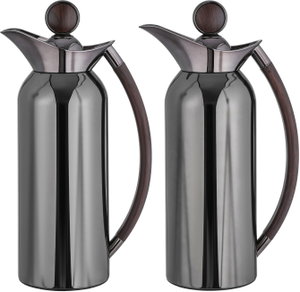 Al Saif Gallery Al Thuraya Thermos Set, 2 Pieces, 1/1 Liter, glass interior, black handle, black push-button lid product image 2