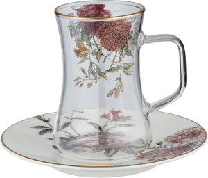 طقم تقديم بيالات شاي زجاج السيف غاليري، 12 قطع - أبيض product image 2
