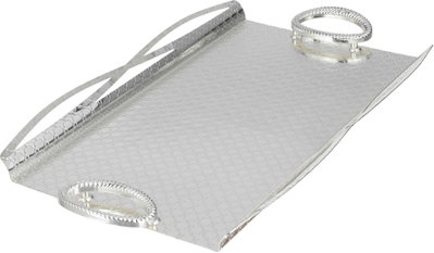 طقم طوفريات تقديم ستانلس ستيل، 3 قطع، منقوش، مقبض معدني - فضي مطفي product image 3