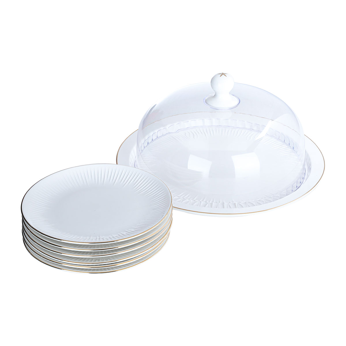 Al Saif Gallery Porcelain Cake Serving Set, 8 Pieces - Golden White product image 3