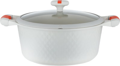 طقم قدور داي كاست الومنيوم روبوست، 7 قطع، غطاء زجاج، يد سيليكون - كريمي product image 2