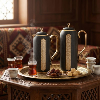 طقم ترامس السيف غاليري سمر، قطعتين، 1 لتر/0.7 لتر - رمادي غامق ذهبي product image 2