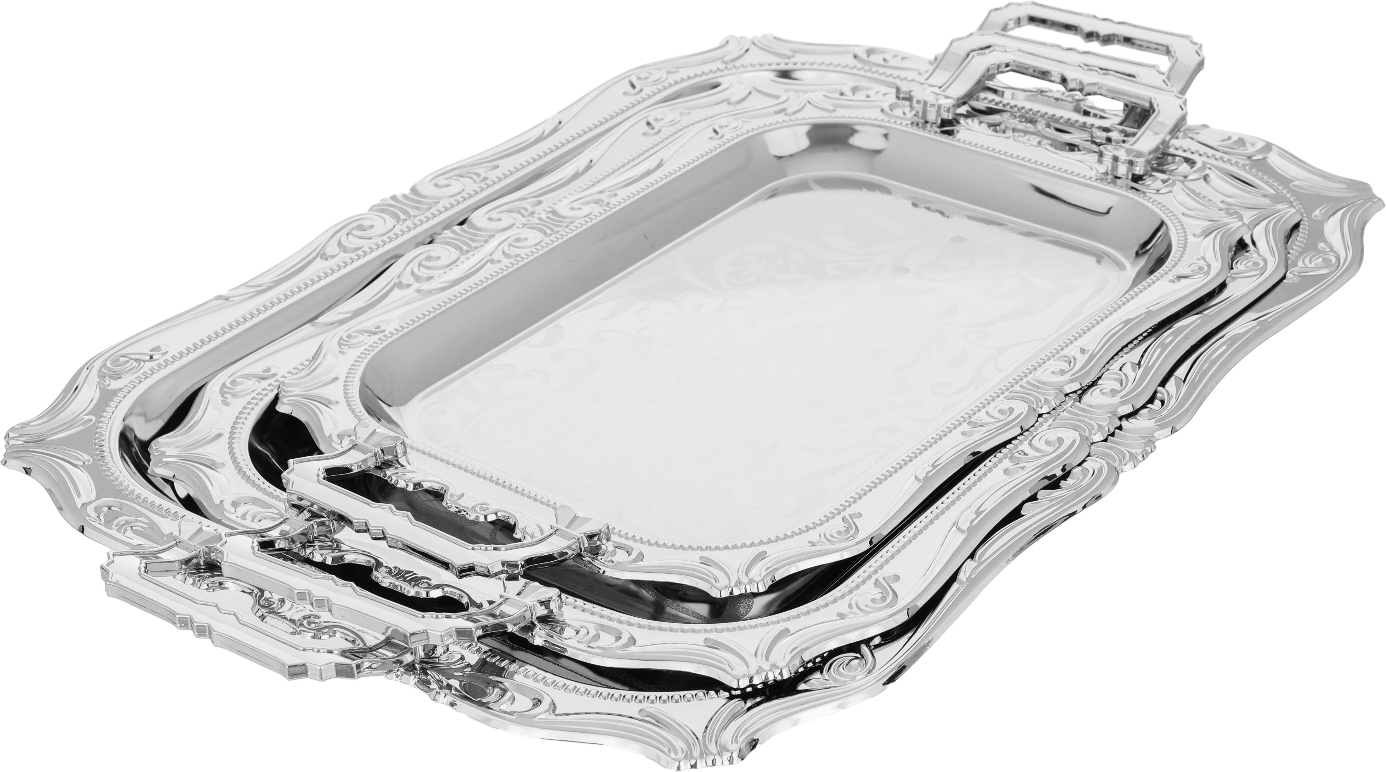 طقم طوفريات جوري استيل بحواف منقوشة السيف بلص، 3 قطع - فضي product image