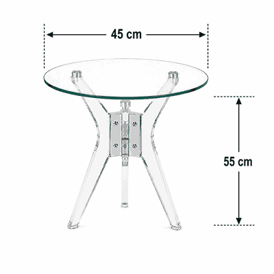 طقم طاولات زجاج و ستيل و اكرليك، 5 قطع - شفاف فضي product image 4