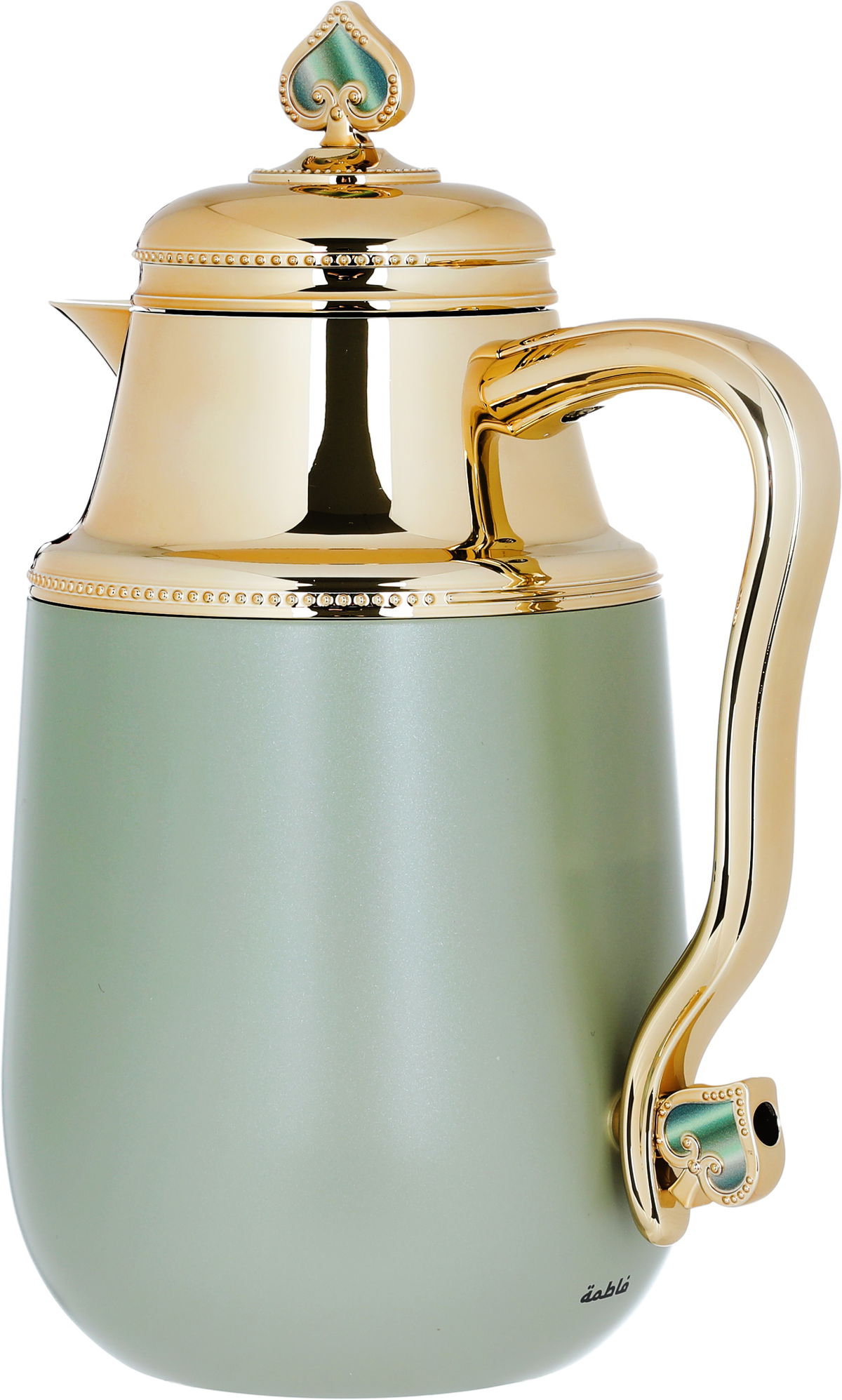 Al Saif Gallery Fatima thermos set, 1/0.7 liter, two pieces, thermal glass inner container, steel outer shell - light green product image 8