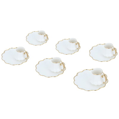 طقم فناجين قهوة سيراميك السيف غاليري، 12 قطعة شكل وردة - أبيض product image 2