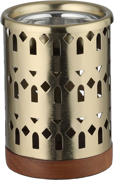 مبخرة ستانلس استيل السيف غاليري، 7x7x10 سم، قاعدة خشب - ذهبي product image 1