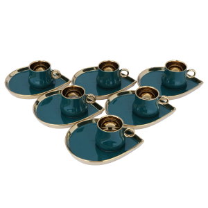 Al Saif Gallery ceramic Arabic coffee cups set, 12 pieces - golden yellow product image 2