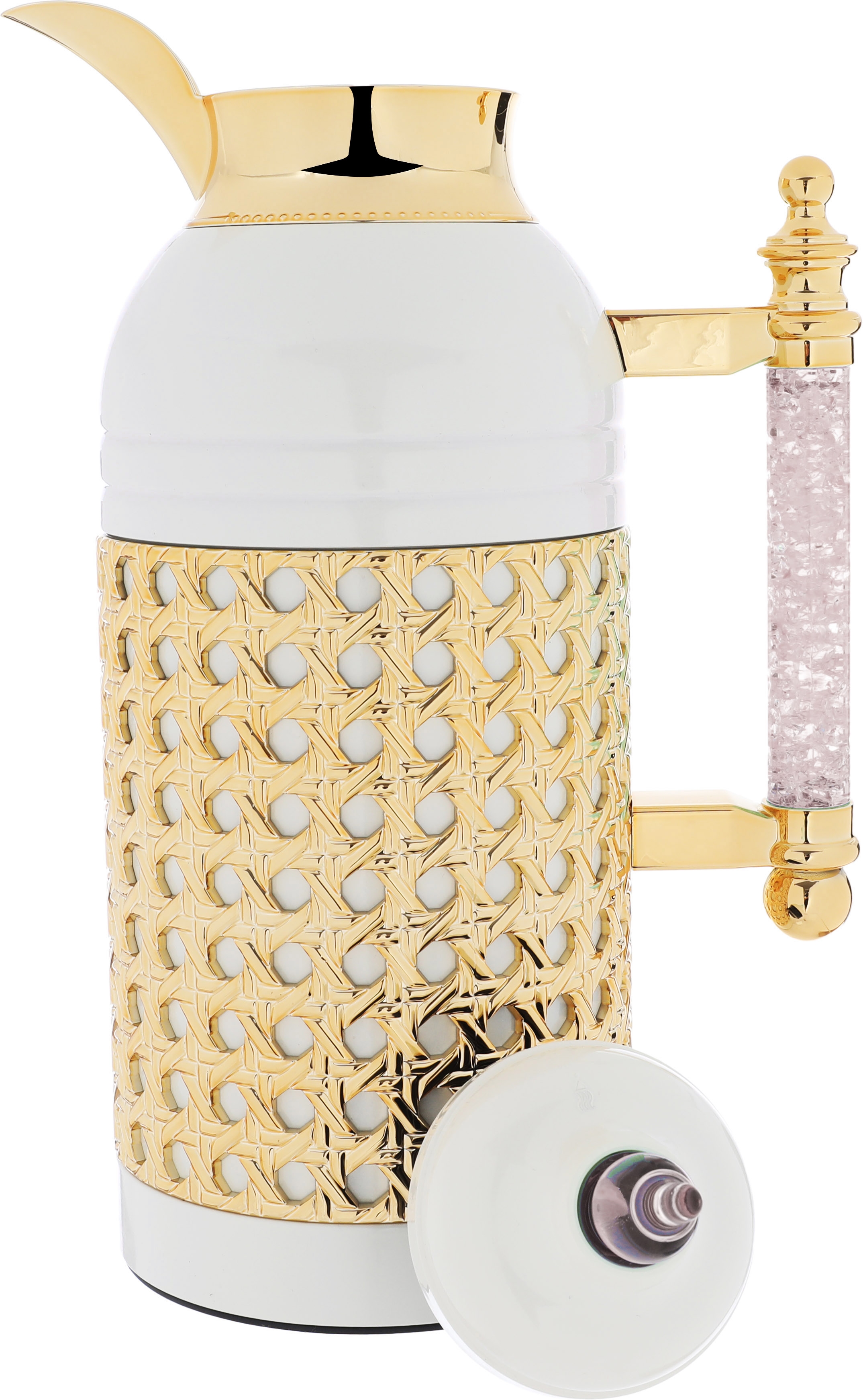 Al Saif Gallery Sarah thermos set, 1 liter, crystal handle, thermal glass inner case, steel outer case - pearl product image 4