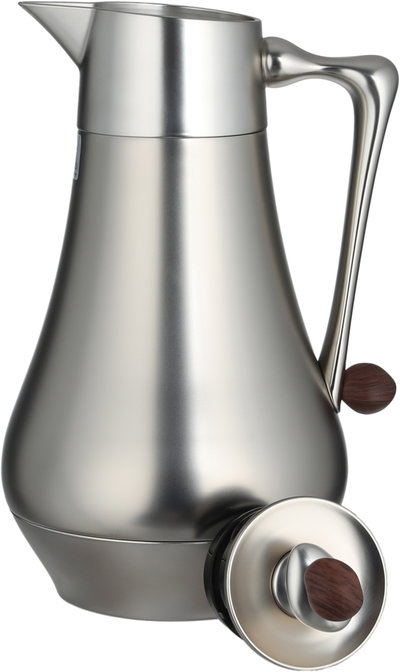 Al Saif Gallery Al Dana 2 Thermos Set, , 1/1 Liter, 2 Pieces, Glass Inner Container, Stainless Steel Outer Body, Push Button - Matte Wood Finish Silver product image 10