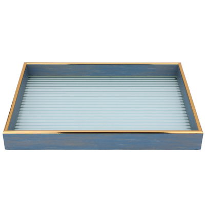 Tofaria rectangular glass with wooden edges Al Saif Gallery, 35 x 25 x 5 cm, rectangle - blue product image 1
