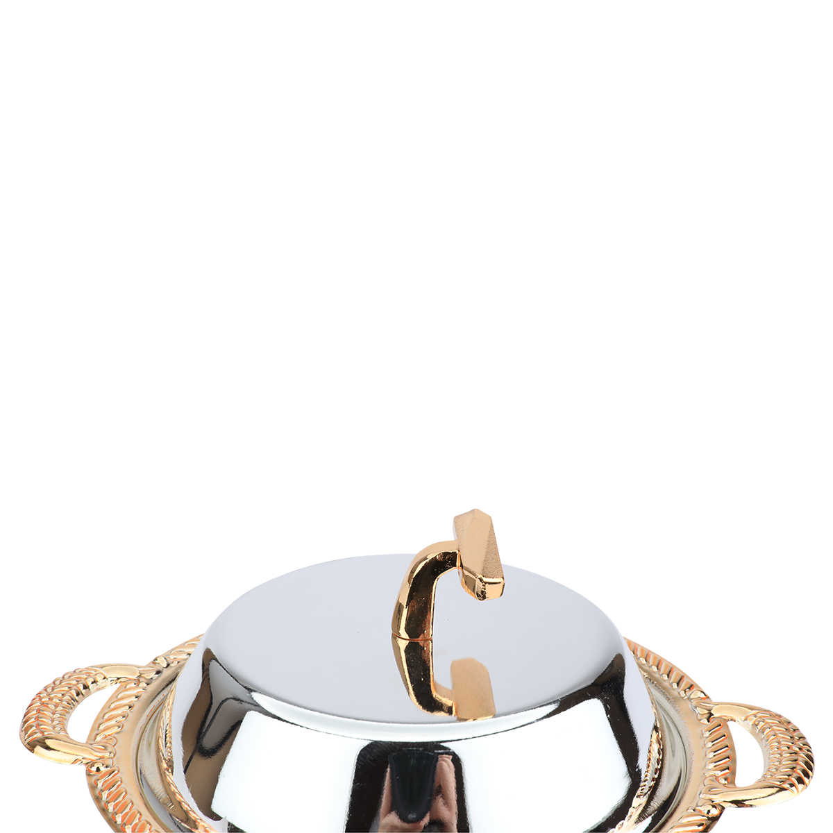 Steel Tamriya with gold rim, by Al Saif Gallery, 10.5x10.5x4 cm, deep circular - silver product image 2
