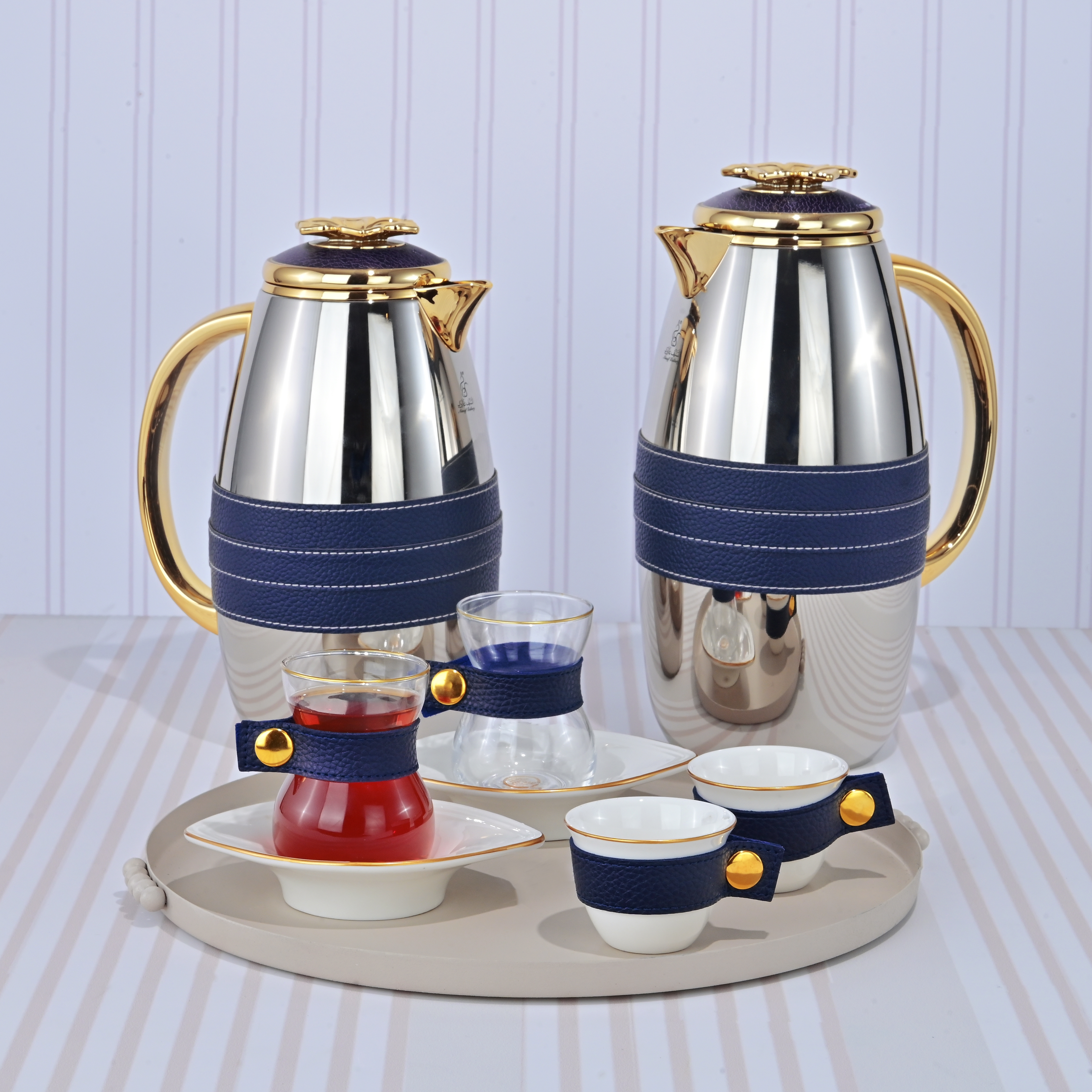 Al Saif Gallery Asmaa thermos set, 1/0.7 liter, thermal glass inner container, steel outer shell - silver product image 6