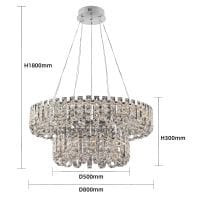 Norco Crystal Classic Aluminum Chandelier, 2 Rings, 3000K, 100W - Silver product image 2