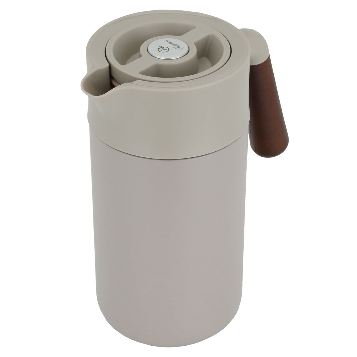 Timeless Tara Thermos, 1.2 litres, wooden handle, compressor, steel inner container, steel outer shell - beige product image 1