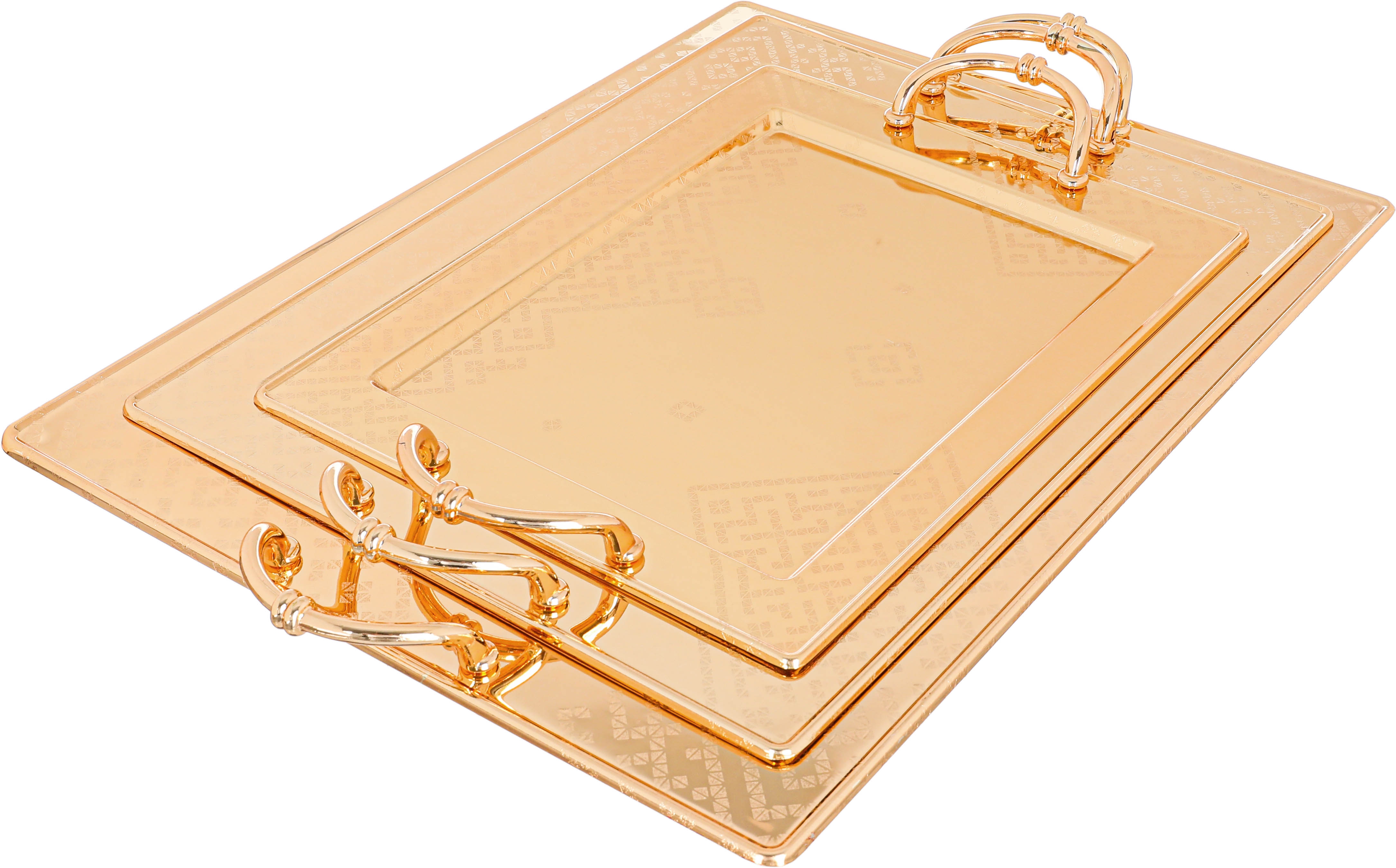 طقم طوفريات استيل السيف غاليري، 3 قطع، مستطيل، منقوش - ذهبي product image