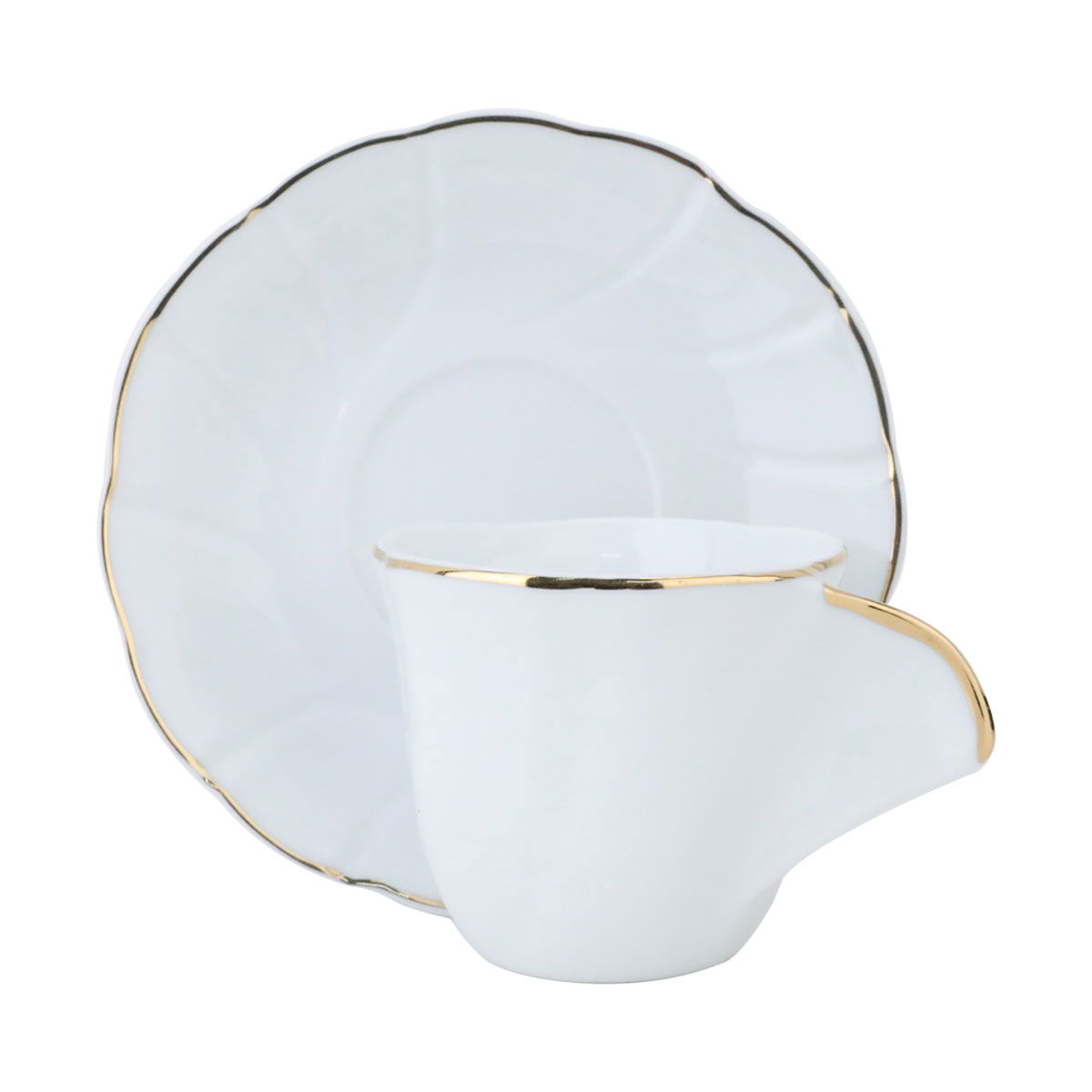 Al Saif Gallery porcelain espresso coffee cups set with golden script, 12 pieces, 90 ml - white product image