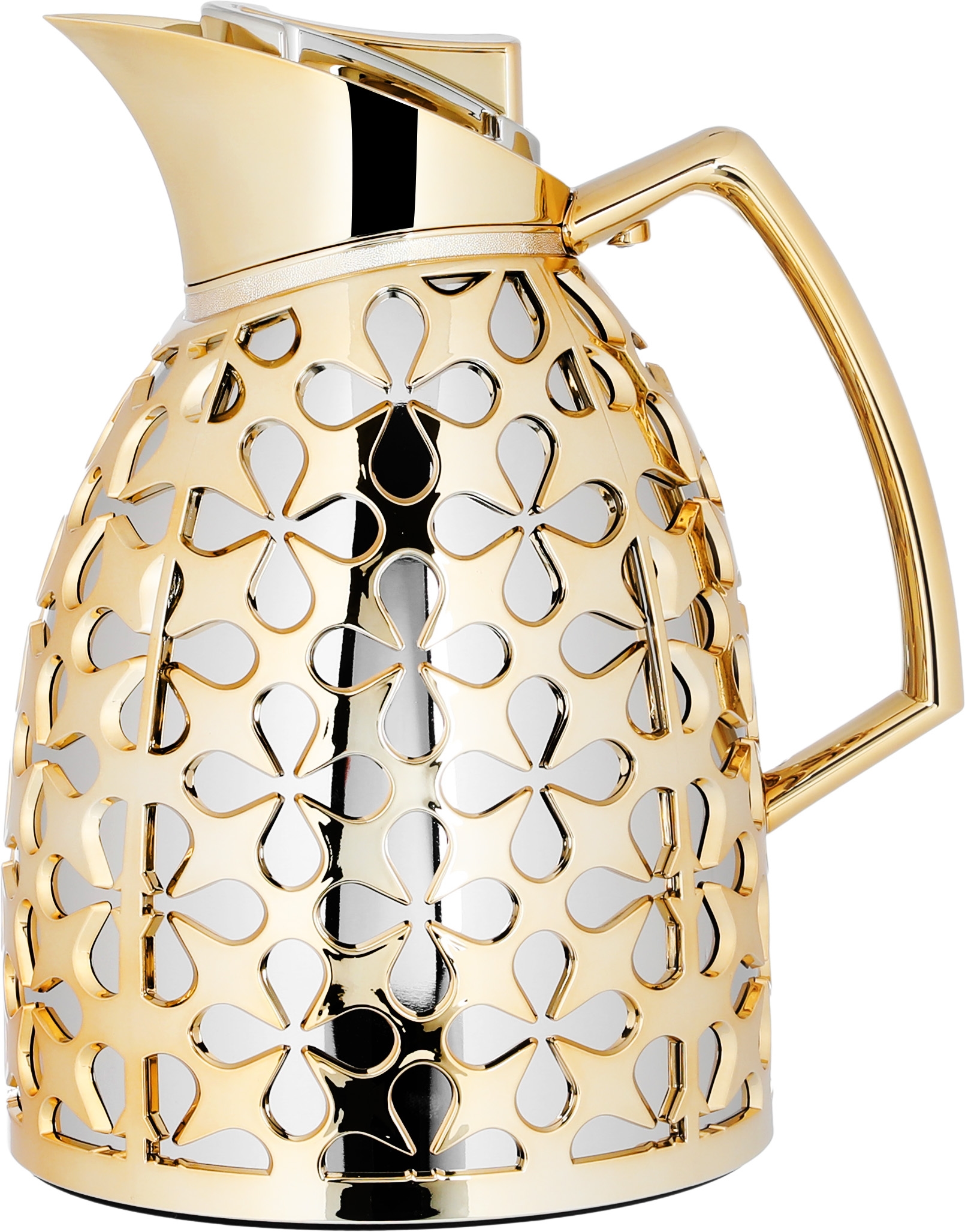 Al Saif Gallery Andalusia thermos set, 0.75/1 liter, glass inner container, plastic outer shell - silver and gold product image 2