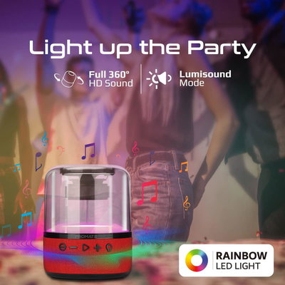 مكبر صوت لاسلكي محمول سليكون(بروميت)، 10واط، 15x15x16 سم، بلوتوث، 10 ساعات، منفذ Aux، فتحة بطاقة Micro SD، منفذ وسائط USB - أحمر product image 3