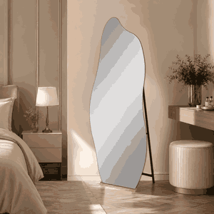 مراية ستاند زجاج، 165×50 سم، ستاند معدن - اسود خشبي product image