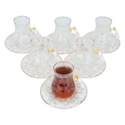 طقم بيالات مع صحون زجاج السيف غاليري، 12 قطعة، 200 مل - شفاف فضي product image 2