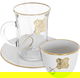 Royal Glass Areej Porcelain Coffee Cups and Teapots Set, 0.09/0.2 L, Saucers, Spoons, 24 Pieces - clear White product image 1